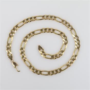14kt Gold Figaro Chain Link Necklace-Evaluated By Our Certified Gemologist-AGS/GIA