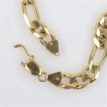 14kt Gold Figaro Chain Link Necklace-Evaluated By Our Certified Gemologist-AGS/GIA
