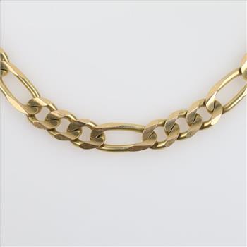 14kt Gold Figaro Chain Link Necklace-Evaluated By Our Certified Gemologist-AGS/GIA