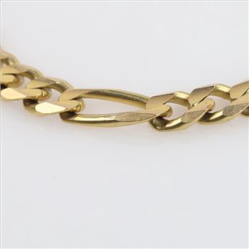 14kt Gold Figaro Chain Link Necklace-Evaluated By Our Certified Gemologist-AGS/GIA