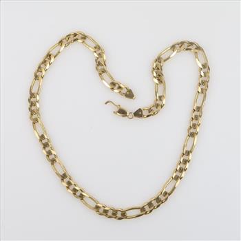 14kt Gold Figaro Chain Link Necklace-Evaluated By Our Certified Gemologist-AGS/GIA