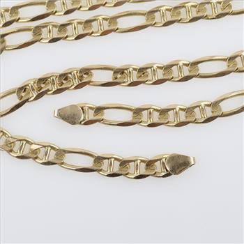 14kt Gold Figaro Chain Necklace-Evaluated By Our Certified Gemologist-AGS/GIA