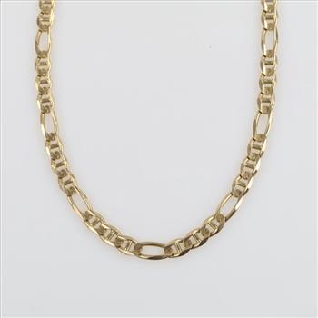 14kt Gold Figaro Chain Necklace-Evaluated By Our Certified Gemologist-AGS/GIA