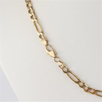 14kt Gold Figaro Chain Necklace-Evaluated By Our Certified Gemologist-AGS/GIA