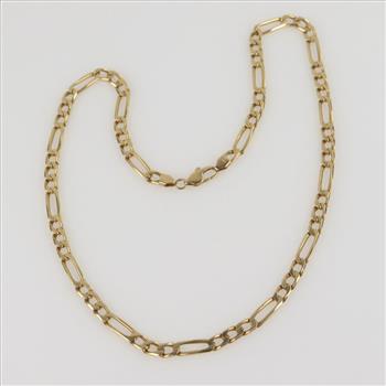 14kt Gold Figaro Chain Necklace-Evaluated By Our Certified Gemologist-AGS/GIA