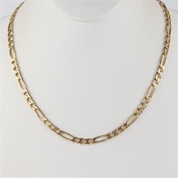 14kt Gold Figaro Chain Necklace-Evaluated By Our Certified Gemologist-AGS/GIA