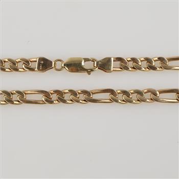 14kt Gold Figaro Link Chain Necklace -Evaluated By Our Certified Gemologist-AGS/GIA