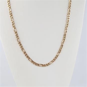 14kt Gold Figaro Link Chain Necklace -Evaluated By Our Certified Gemologist-AGS/GIA