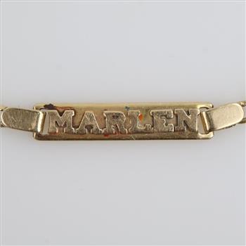 14kt Gold Figaro Link Name Plate Bracelet