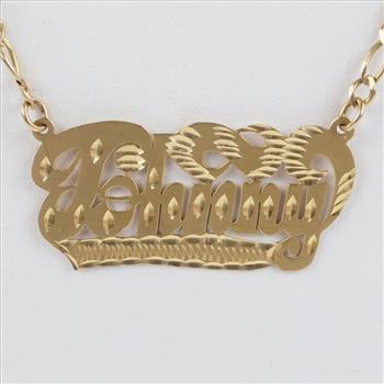 14kt Gold Figaro Link Name Plate Necklace