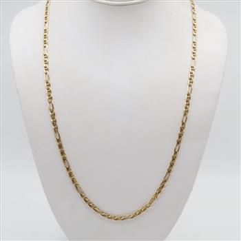 14kt Gold Figaro Mariner Link Necklace