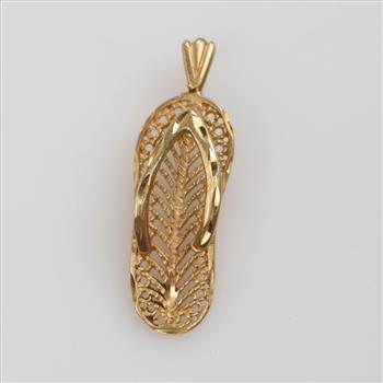 14kt Gold Filigree Flip-flop Pendant