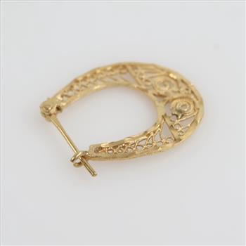 14kt Gold Filigree Hoop Earring