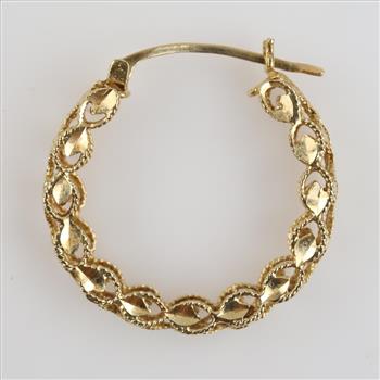 14kt Gold Filigree Hoop Earring