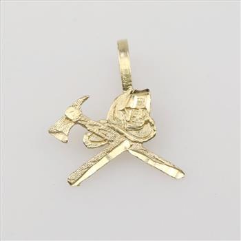 14kt Gold Firefighter Pendant