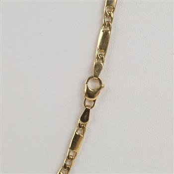 14kt Gold Flat Bar And Link Chain Necklace