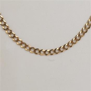 14kt Gold Flat Beveled Curb Link Necklace