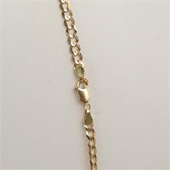 14kt Gold Flat Beveled Curb Link Necklace