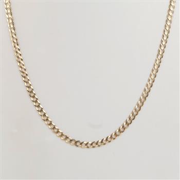 14kt Gold Flat Beveled Curb Link Necklace