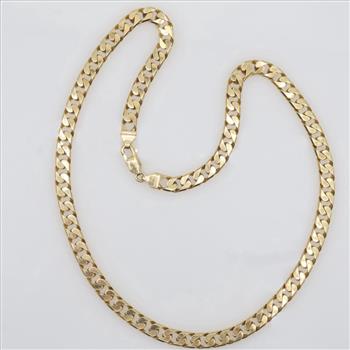 14kt Gold Flat Curb Chain Necklace -Evaluated By Our Certified Gemologist - AGS / GIA