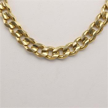 14kt Gold Flat Curb Chain Necklace-Evaluated By Our Certified Gemologist-AGS/GIA