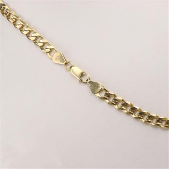 14kt Gold Flat Curb Chain Necklace-Evaluated By Our Certified Gemologist-AGS/GIA