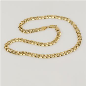 14kt Gold Flat Curb Chain Necklace-Evaluated By Our Certified Gemologist-AGS/GIA