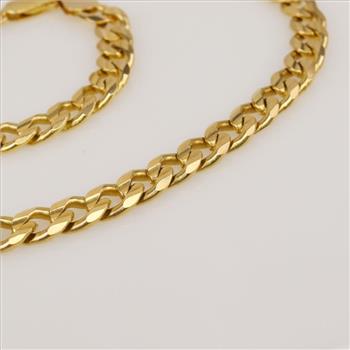 14kt Gold Flat Curb Chain Necklace-Evaluated By Our Certified Gemologist-AGS/GIA