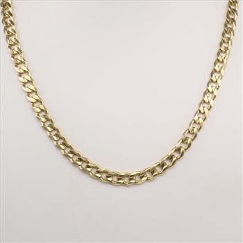14kt Gold Flat Curb Chain Necklace-Evaluated By Our Certified Gemologist-AGS/GIA