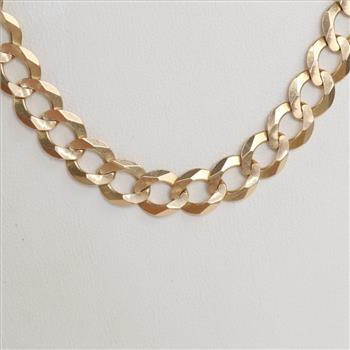 14kt Gold Flat Curb Chain Necklace-Evaluated By Our Certified Gemologist-AGS/GIA