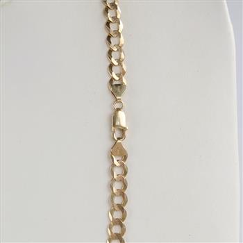 14kt Gold Flat Curb Chain Necklace-Evaluated By Our Certified Gemologist-AGS/GIA