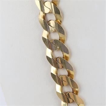 14kt Gold Flat Curb Chain Necklace-Evaluated By Our Certified Gemologist-AGS/GIA