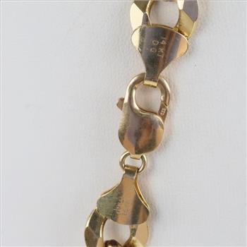 14kt Gold Flat Curb Chain Necklace-Evaluated By Our Certified Gemologist-AGS/GIA