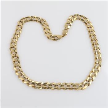 14kt Gold Flat Curb Chain Necklace-Evaluated By Our Certified Gemologist-AGS/GIA