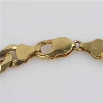 14kt Gold Flat Curb Link Chain Bracelet