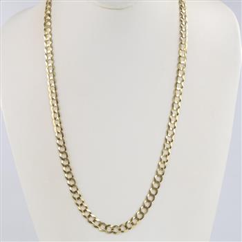 14kt Gold Flat Curb Link Chain Necklace
