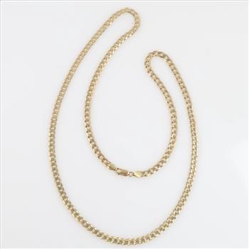14kt Gold Flat Curb Link Chain Necklace -Evaluated By Our Certified Gemologist-AGS/GIA