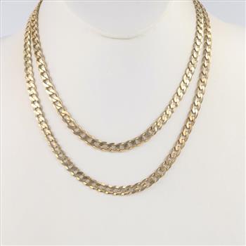 14kt Gold Flat Curb Link Chain Necklace -Evaluated By Our Certified Gemologist-AGS/GIA