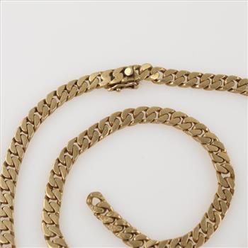 14kt Gold Flat Curb Link Chain Necklace - Evaluated By Our Certified Gemologist-AGS/GIA