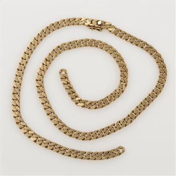 14kt Gold Flat Curb Link Chain Necklace - Evaluated By Our Certified Gemologist-AGS/GIA