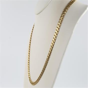 14kt Gold Flat Curb Link Chain Necklace-Evaluated By Our Certified Gemologist-AGS/GIA