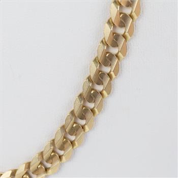 14kt Gold Flat Curb Link Chain Necklace-Evaluated By Our Certified Gemologist-AGS/GIA