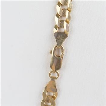 14kt Gold Flat Curb Link Chain Necklace-Evaluated By Our Certified Gemologist-AGS/GIA