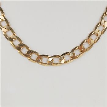14kt Gold Flat Curb Link Necklace -Evaluated By Our Certified Gemologist-AGS/GIA