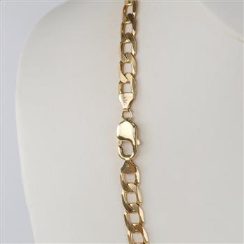 14kt Gold Flat Curb Link Necklace -Evaluated By Our Certified Gemologist-AGS/GIA