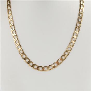 14kt Gold Flat Curb Link Necklace -Evaluated By Our Certified Gemologist-AGS/GIA