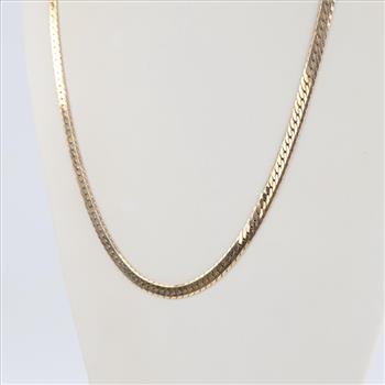 14kt Gold Flat Curb Necklace Evaluated by Our Certified Gemologist-AGS/GIA