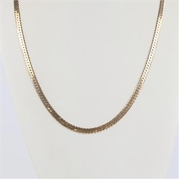 14kt Gold Flat Curb Necklace Evaluated by Our Certified Gemologist-AGS/GIA