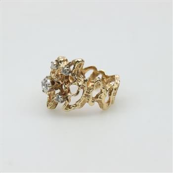 14kt Gold Free Form Diamond Ring