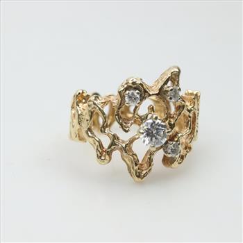 14kt Gold Free Form Diamond Ring